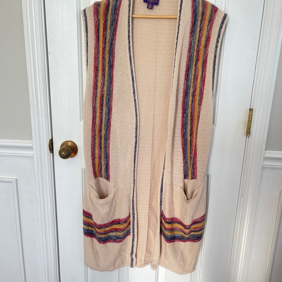 Curations Caravan Sweater Knit Vest Oatmeal Xl Boho Beachy Lagenlook - Picture 2 of 9